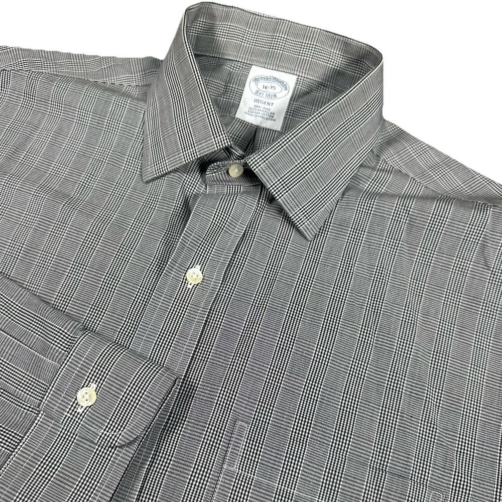 Brooks Brothers Regent Mens 16-35 Plaid Button Down Shirt Check Pleated